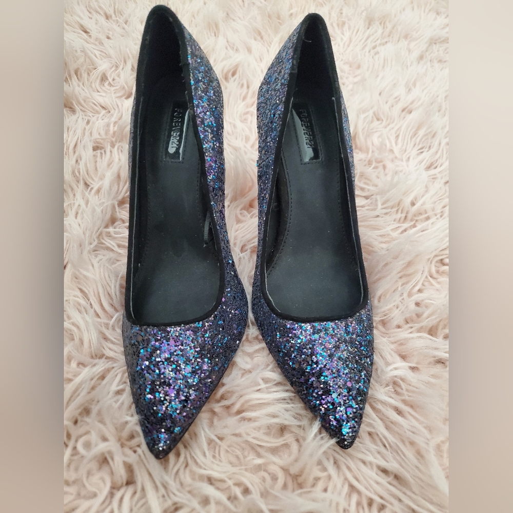 FOREVER 21 STILLETTO HEELS GLITTER HOLO